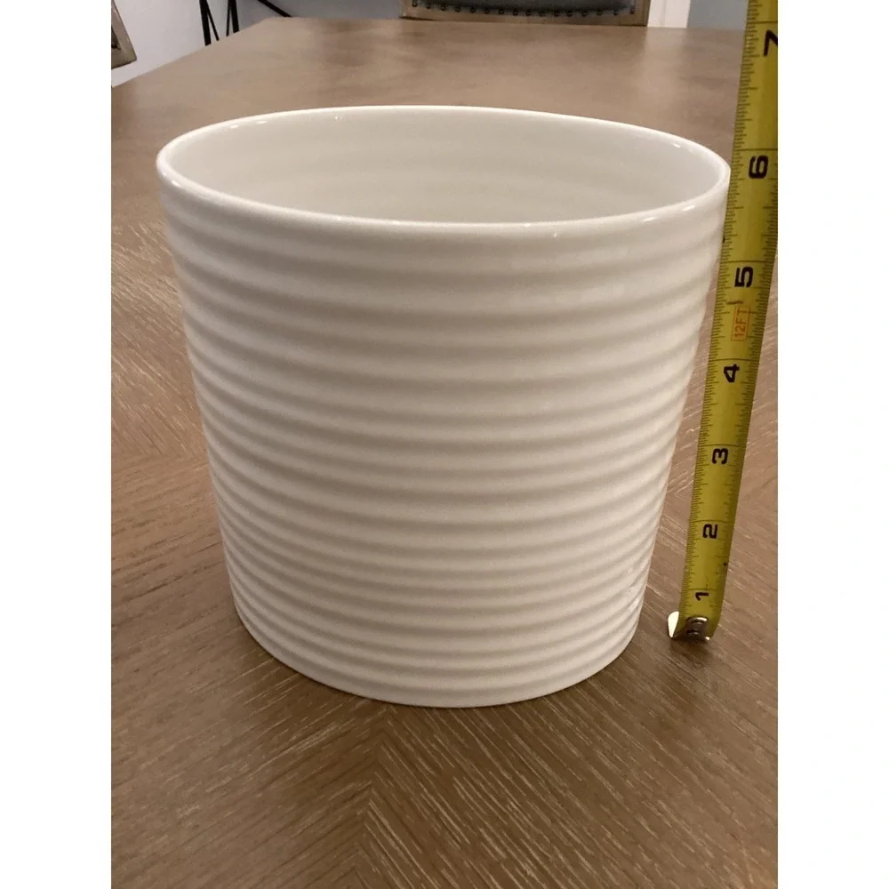 Sophie Conran For Portmeirion Large Oval Pottery Ribbed Utensil Jar NWOT